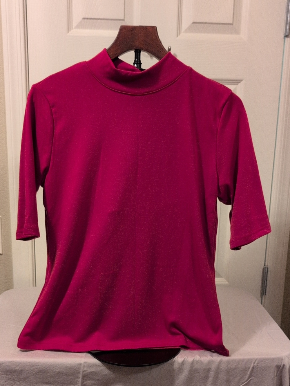 Classic Fuchsia Mock Neck Women's Top